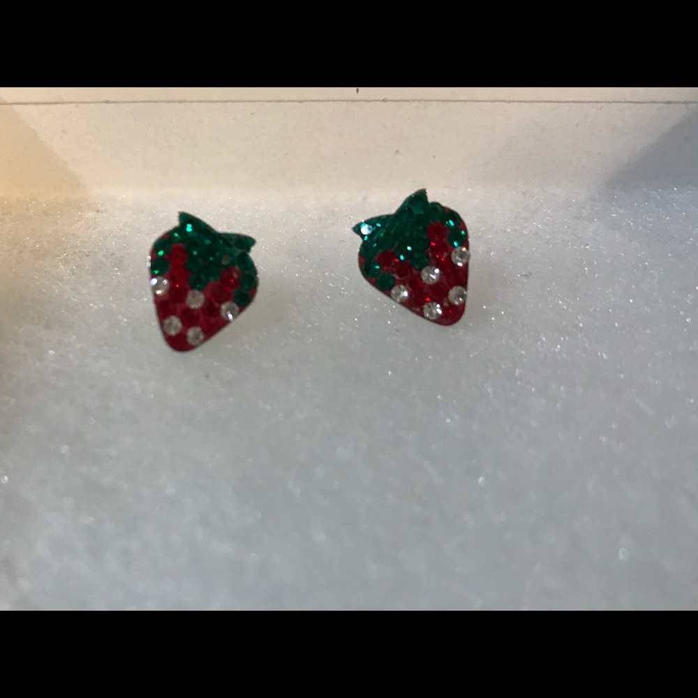 Sterling silver and crystal Strawberry earrings